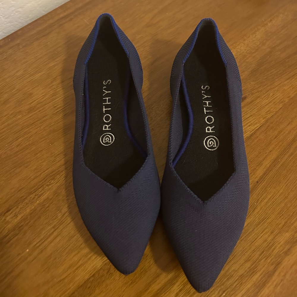 Rothy navy blue pointed flats | 8.5